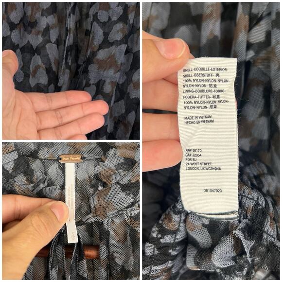 Free People Twyla Top in Printed Black Combo. Sz S - Picture 8 of 11